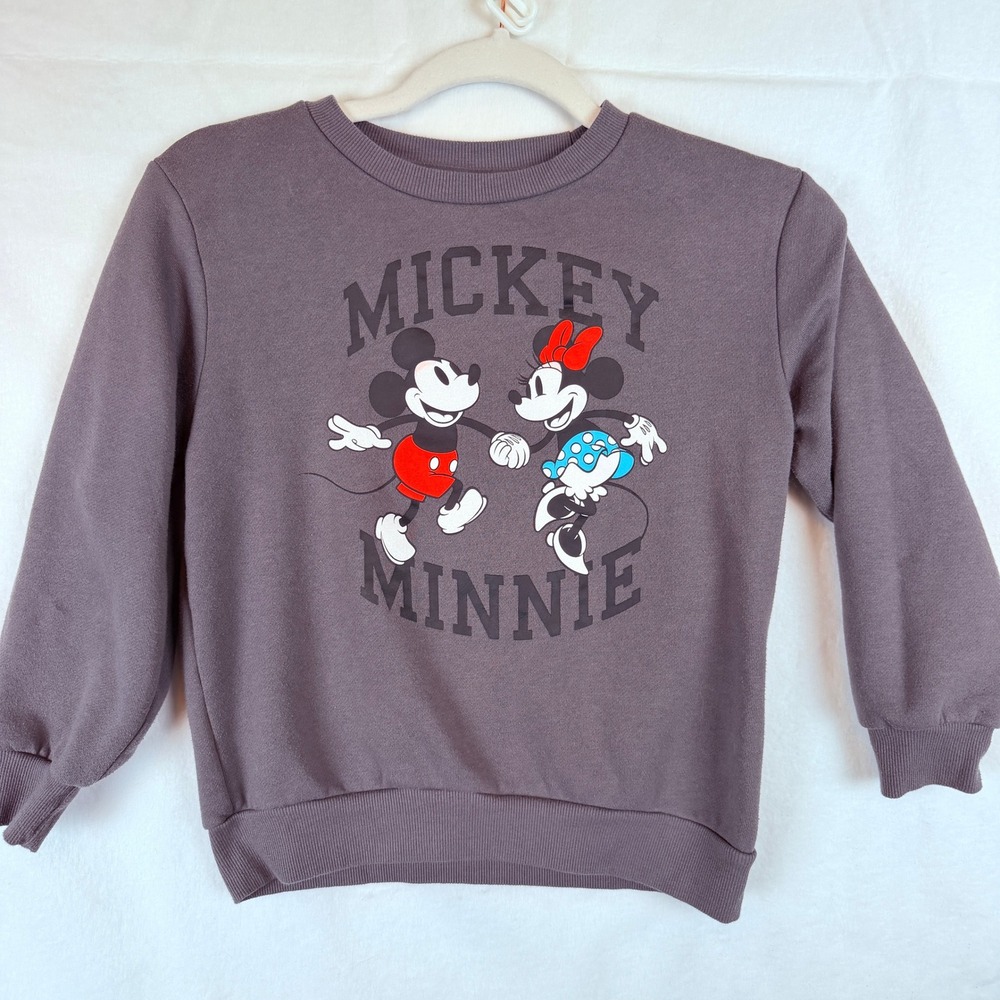 Disney Mickey Minnie Sweatshirt Kids M 7 8 Gray Fleece Mickey Friends‎